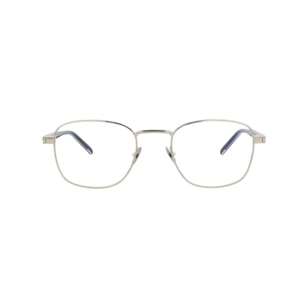 Saint Laurent Square-Frame Metal Optical Frames Silver Unisex-Adult